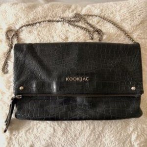 Kookjac Black Crocodile Chain Crossbody Bag